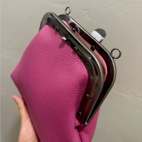 Pink Togo Calfskin Handmade Unique Rivet Frame Purse, Shoulder Bag, Crossbody - Picture 14 of 16